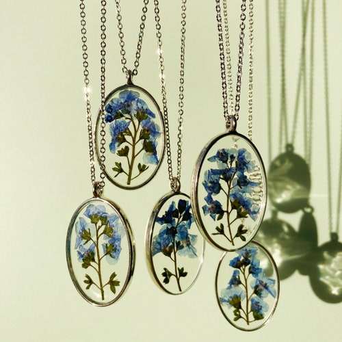 Personalized Birth Month Flower Necklace Pressed Real Flower Etsy UK