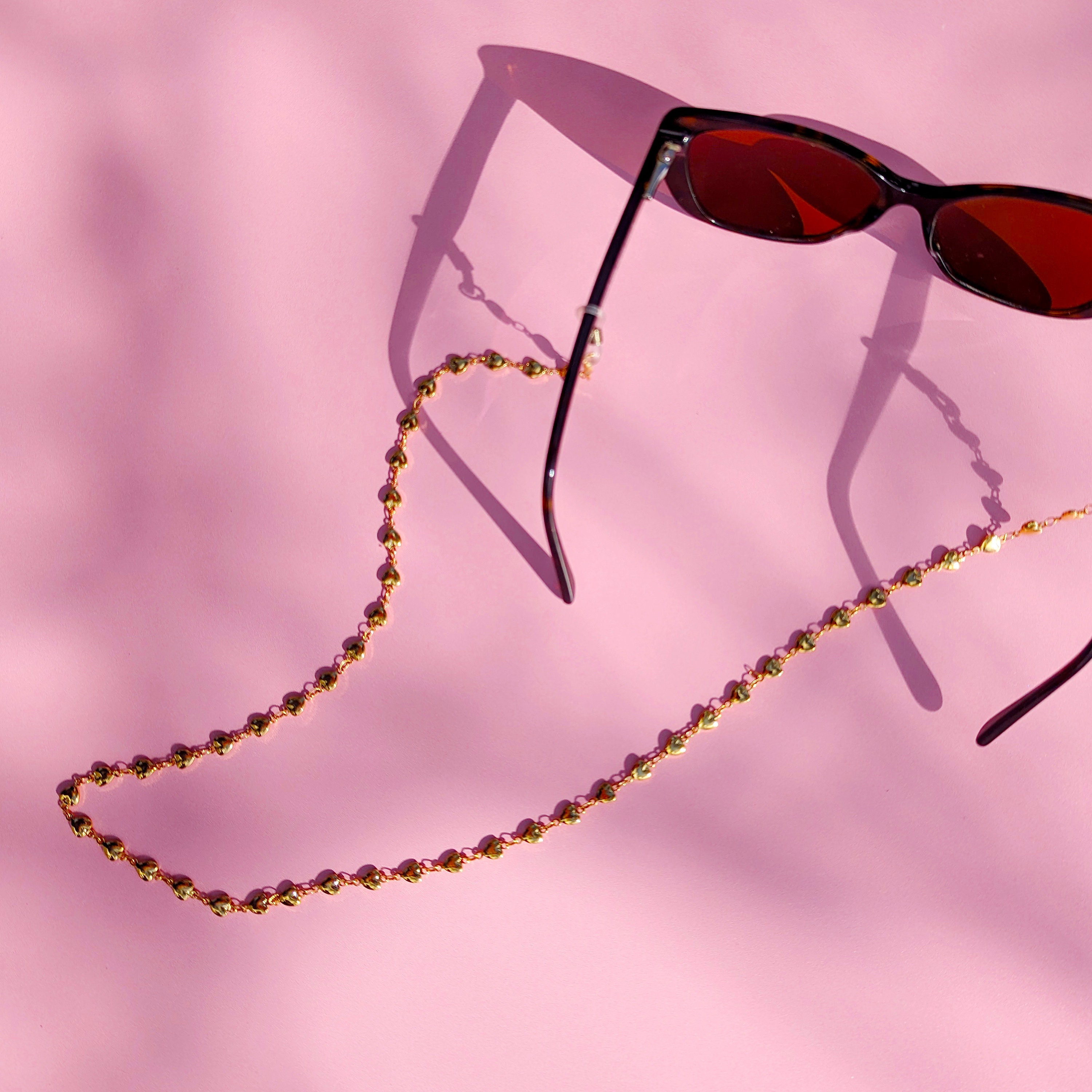 Silver or Gold Plated Hearts Sunglasses Chain 