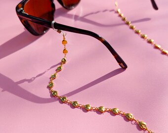 Silver or Gold Plated Hearts Sunglasses Chain 