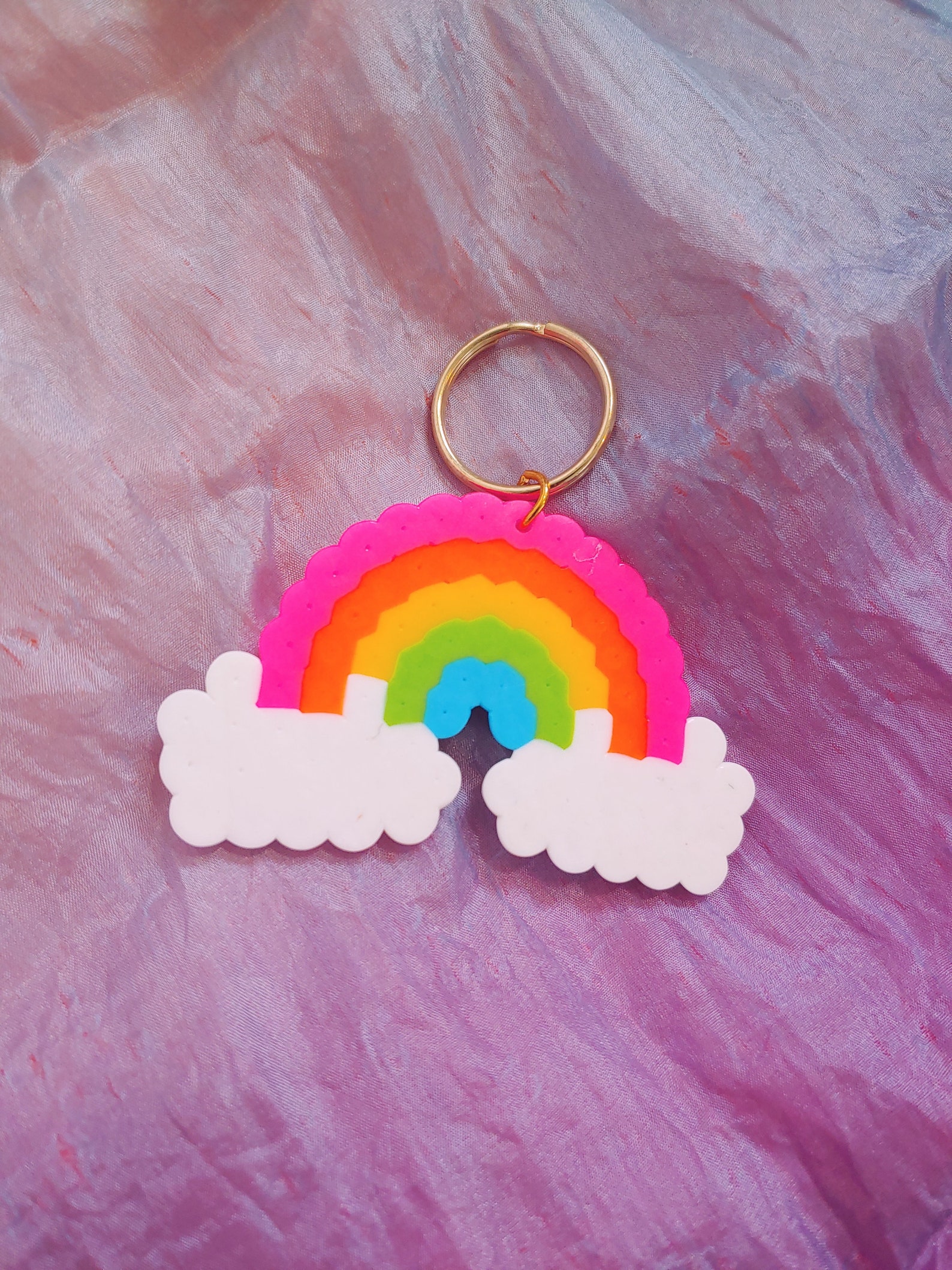 Rainbow Handmade Keychains Perler Beads Cute Designs Etsy