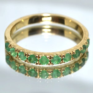 Emerald Eternity Band 14K Pave Full Eternity Natural Emerald Matching Wedding Band Yellow Gold Emerald Infinity Birthstone Stack Ring Emerald Eternity Band 14K Pave Full Eternity Natural Emerald Matching Wedding Band Yellow Gold Emerald Infinity Birthstone Stack Ring Emerald