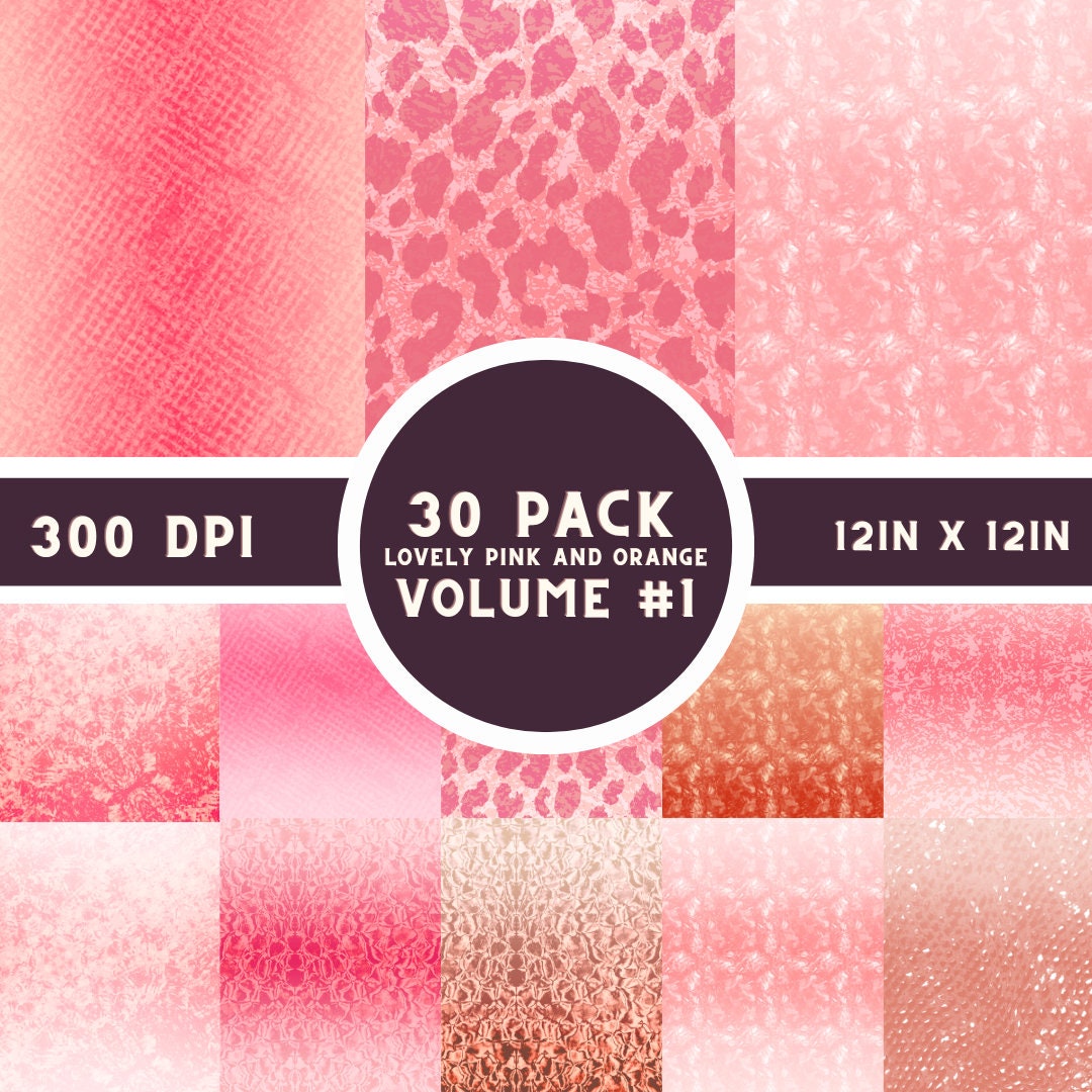 30 Pack of Printable Pink and Orange Scrapbook Paper Good Etsy