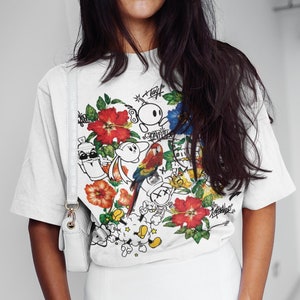 Tropical Graffiti Shirt: Floral Parrot Graphic Tee or Hoodie