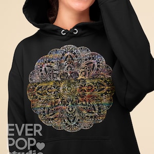 Mandala Print Hoodie: Zen Spiritual Boho Fleece