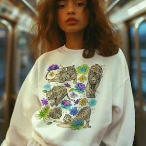 Tiger Cactus Graphic Hoodie: Boho Animal Print Sweatshirt