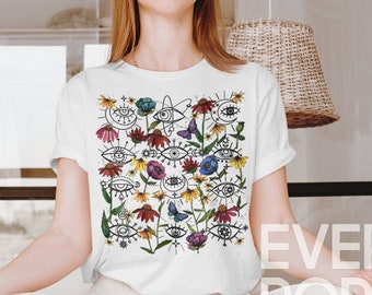 Celestial Evil Eye T-Shirt: Witchy Mama Hippie Graphic Tee