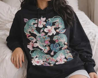 Jungle Teal Tiger Graphic Tee Shirt, Hoodie Sweatshirt