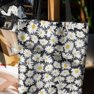 Gänseblümchen-Blumen-Tasche, niedliche Tragetaschen, wiederverwendbare Blumentasche, faltbare Stofftasche, Einkaufsmarkttasche, Recyclinghandtasche