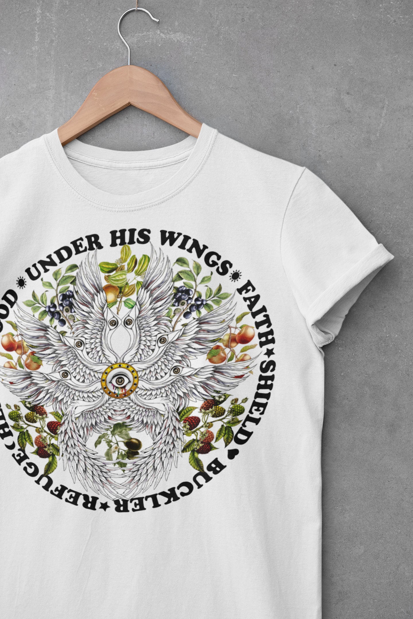 クリスチャンウィングTシャツ：宗教的な天使の聖書の一節グラフィックTシャツ - Etsy 日本, image size:1440x2158