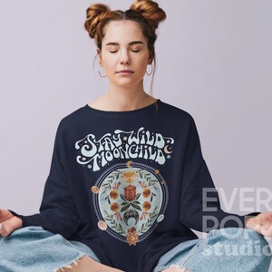 Stay Wild Moon Child Sweatshirt: Boho Retro Astrology Pullover