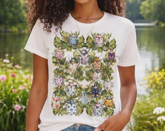 Floral Beetle Botanical Graphic Tee Shirt, Hoodie Sweatshirt