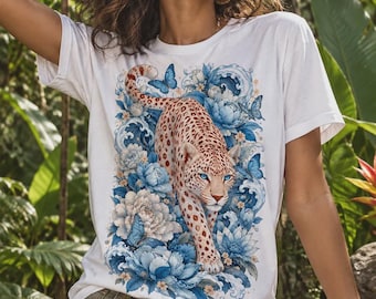 Blue Leopard Graphic Tee Shirt, Hoodie Sweatshirt