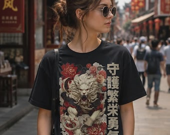 Japanese White Lion Graphic Tee Shirt, Hoodie Sweatshirt