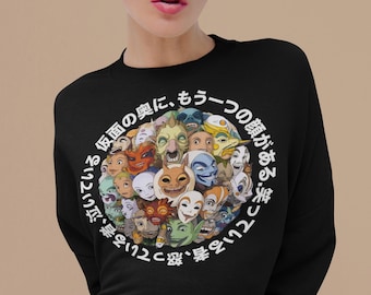 Japanese Folklore Masks Graphic Tee Shirt, Hoodie Sweatshirt