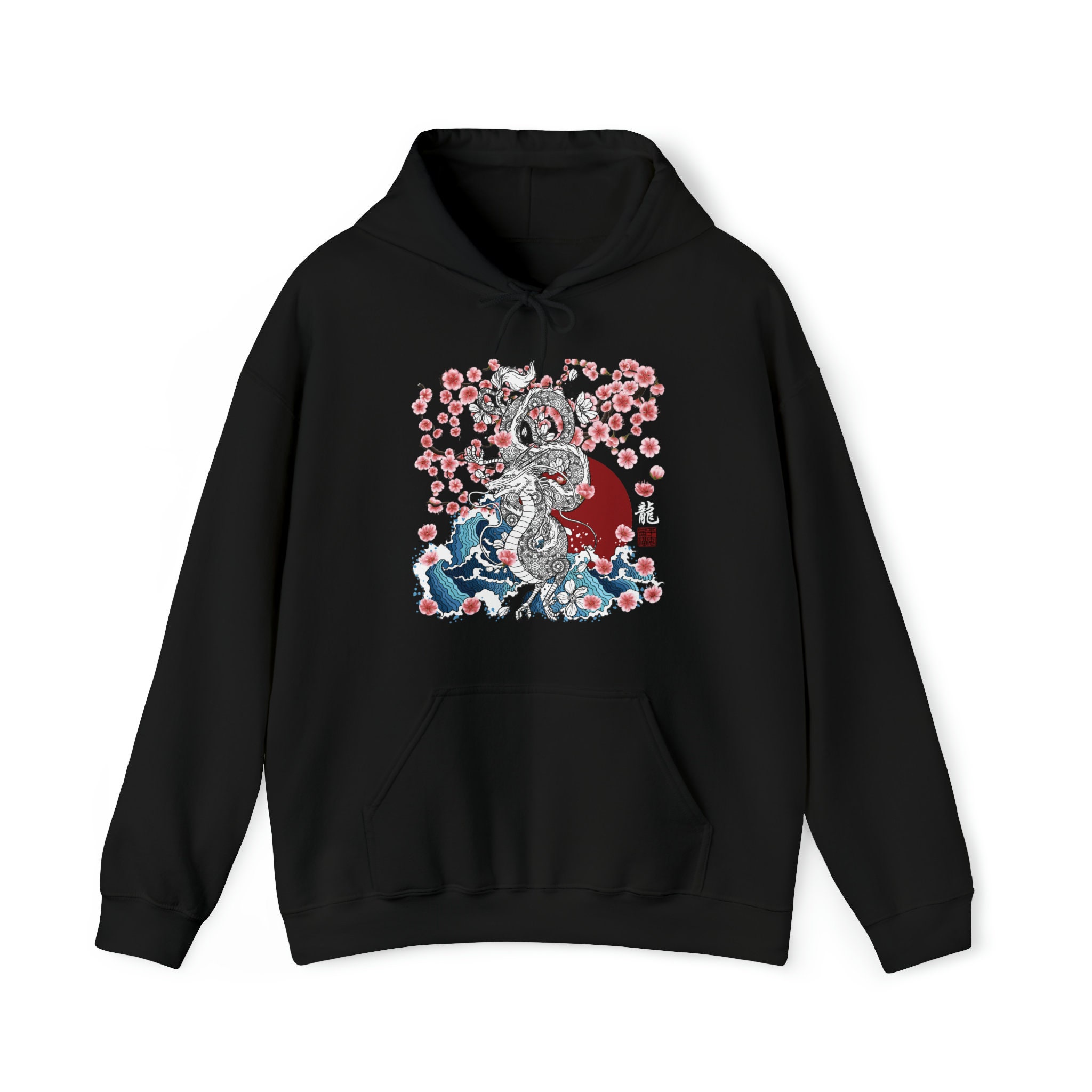 Dragon Sakura Hoodie: Japanese Streetwear Pullover - Etsy