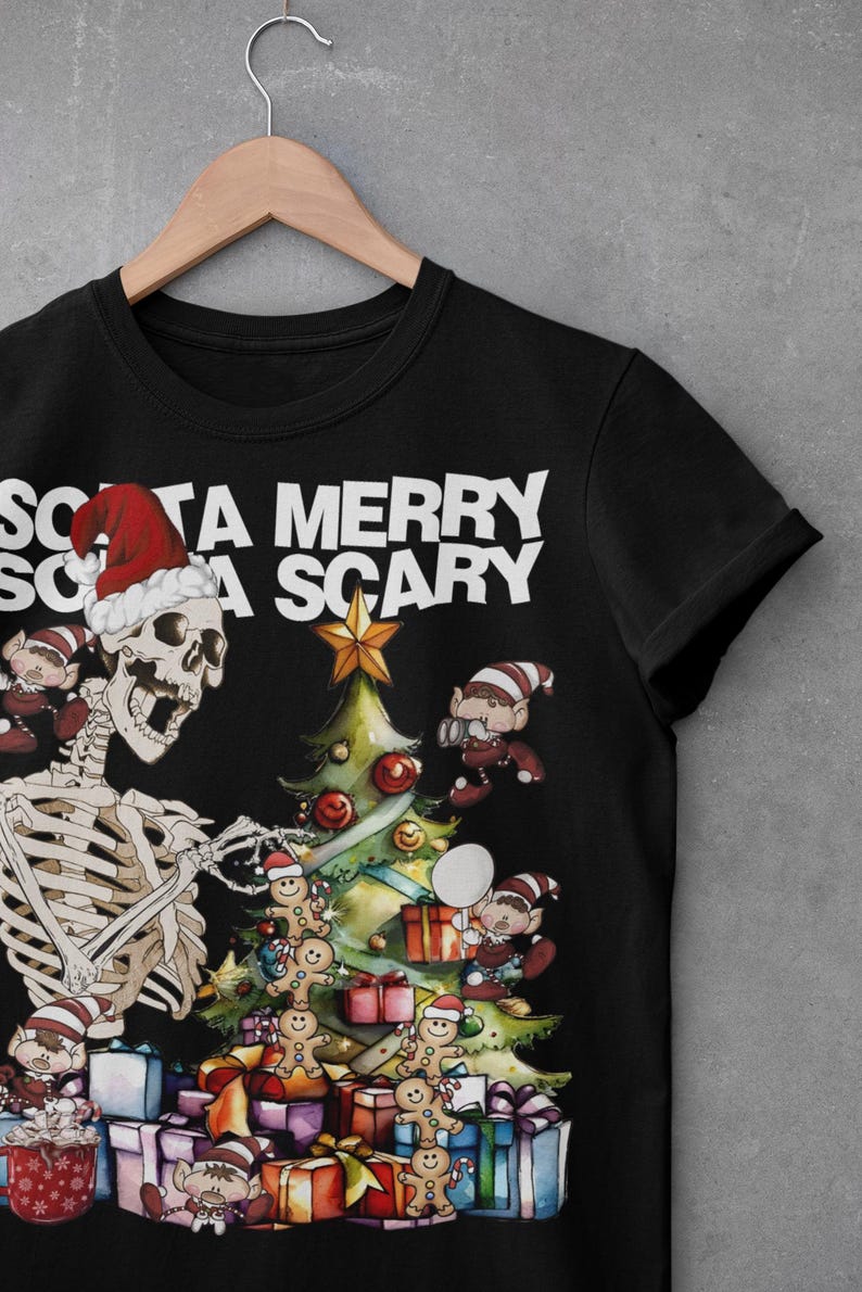 Sorta Merry Sorta Scary Christmas Tree Graphic Tee: Goth Xmas Shirt - Etsy