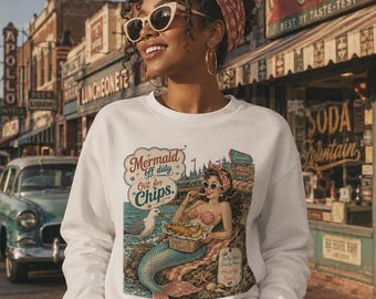 Retro Mermaid Off Duty Tee Shirt, Hoodie Sweatshirt