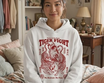Samurai Tiger Fight Graphic Tee Shirt, Hoodie Sweatshirt