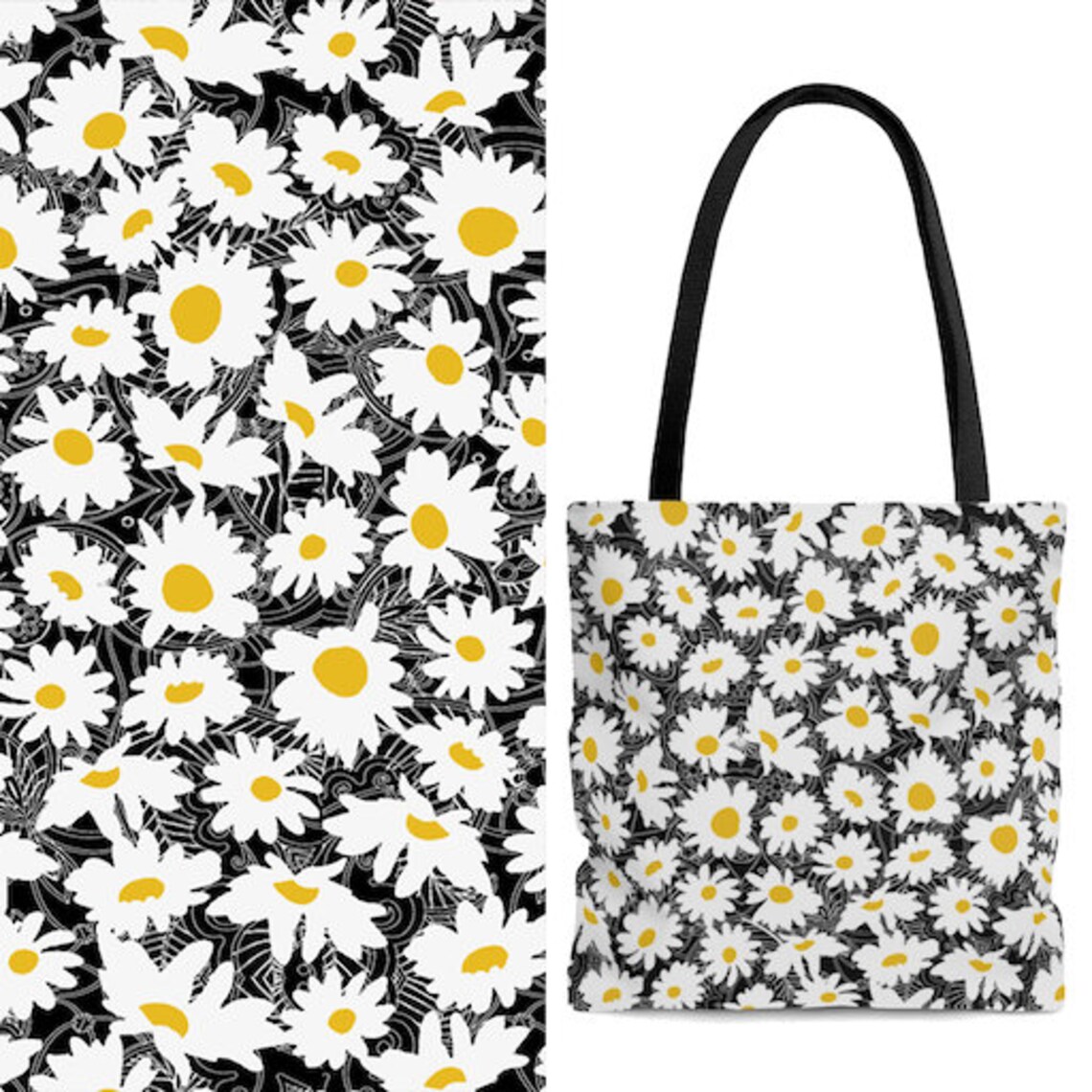 Daisy Flower Bag Cute Tote Bags Floral Herbruikbare tas Etsy Nederland