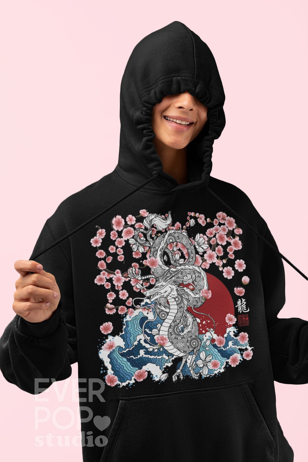 Cool Dragon Hoodie, Cute Sakura Hoodies, Cherry Blossom