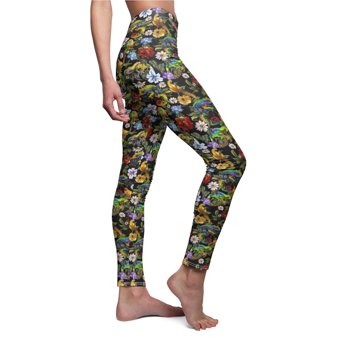 Chameleon Leggings Parrot Bird Pattern Tropical Graphic Etsy