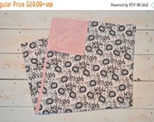 CLEARANCE Pink Wild One - Minky Blanket Burp Cloths - baby bundle - baby shower gift - wild roar one - pink wild baby - wild one modern
