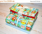 CLEARANCE Red Owls - Minky Blanket Burp Cloths - baby shower gift - gender neutral baby - baby owls nursery - blanket bundle - red minky