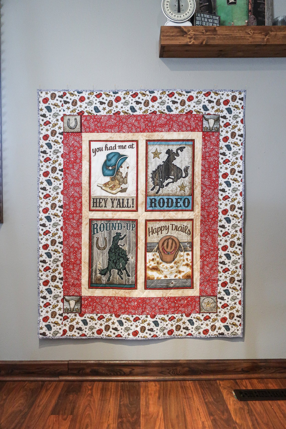 Cowboy Quilt Toddler Bed Size Quilt Handkerchief Quilt Etsy