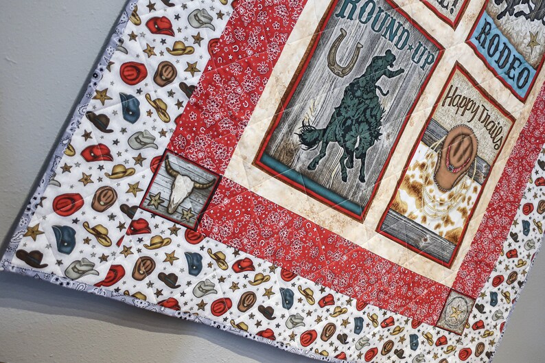 Cowboy Quilt Toddler Bed Size Quilt Handkerchief Quilt Etsy