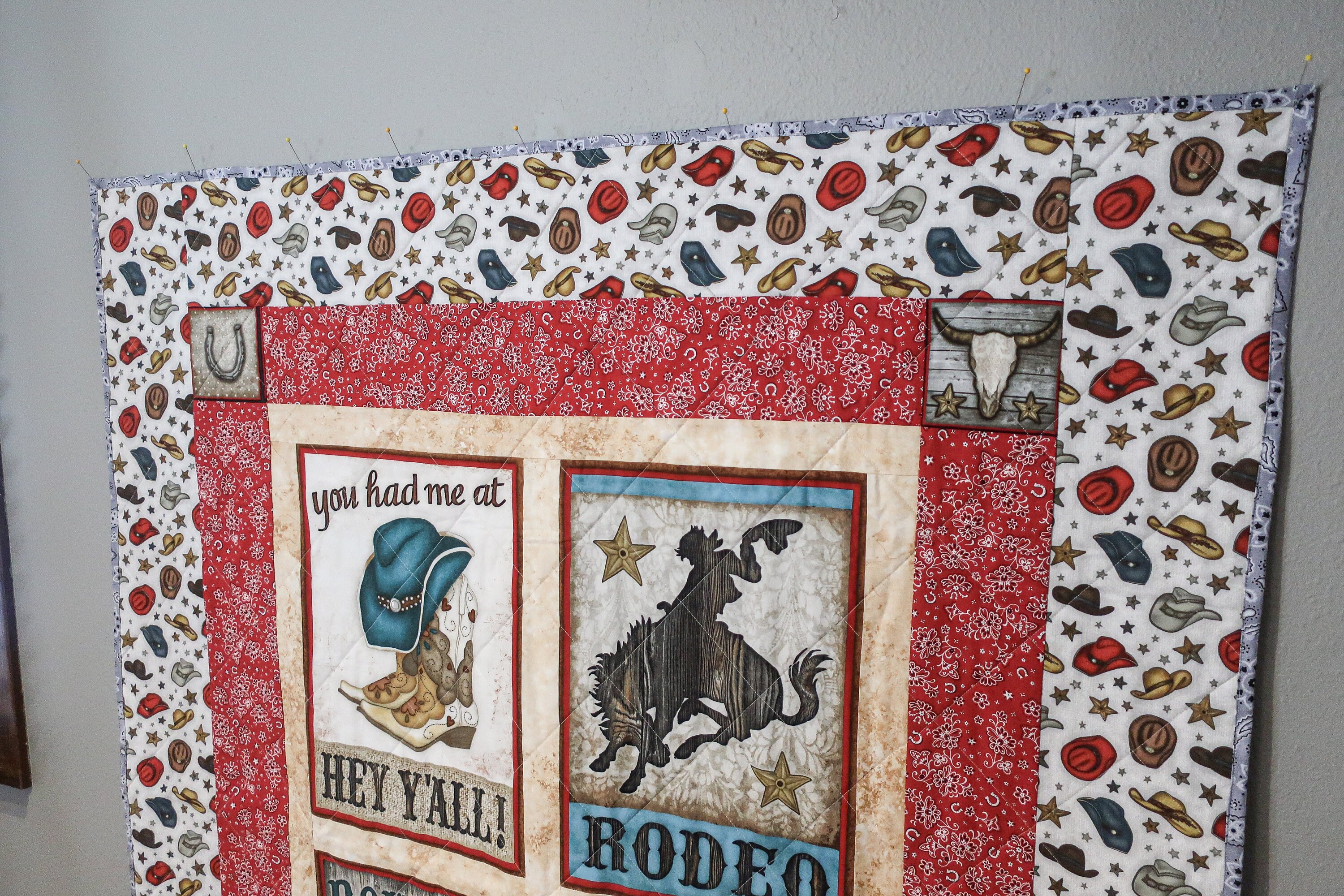 Cowboy Quilt Toddler Bed Size Quilt Handkerchief Quilt Etsy