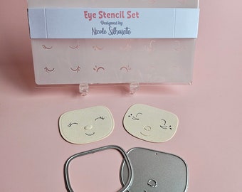 Pack ! Ensemble de matrices de découpe visage + pochoirs pour les yeux (idéal pour aller avec toutes les matrices de matrices de poupée garçon et fille)