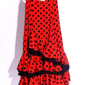 Flamenco Dance Performance Skirt Red Black Polka