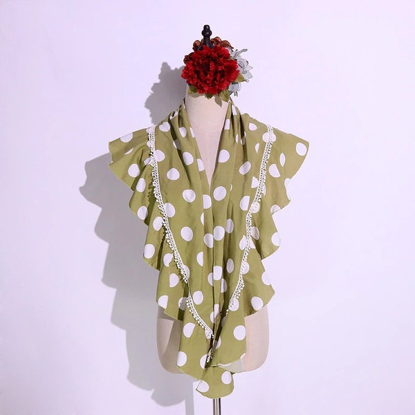 Flamenco Dance Spanish Printed Polka Dot Scarf Shawl Handmade Tango Buleria Rehearsal Show