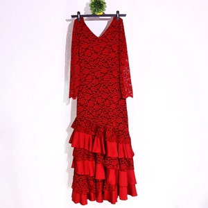 Flamenco Dress Red Lace Sevillanas