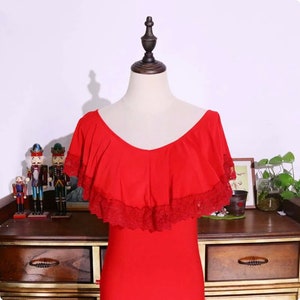 Flamenco Dress Red Off the Shoulder Lace Sevillanas