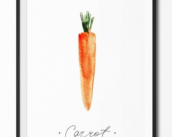 Carrot Wall Art Kitchen Poster Printable Fruit Vegetable Watercolour Kitchen Home Decor Minimalist Simple Modern Instant Download