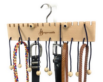 Belt Rack, Deluxe Wooden Storage Hanger, Accessory Holder, Space-Saving Wardrobe Organizer & Closet Tidy