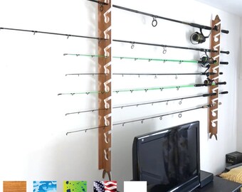 Big Daddy Fishing Rod Rack - 10 Rod Holder, Wall/Ceiling Mount,  Interlocking Fishing Pole Organizer, Perfect Gift for Fisherman