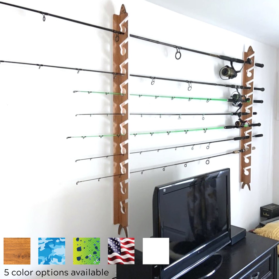 21 INSHORE Fishing Rod Rack Holder Garage Ceiling or Wall Mounted Storage  organizer for Pole and Reel Perfect Fishing Gift 