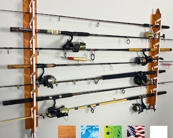 7-Rod Holder Big Daddy Fishing Rod Rack - Wall/Ceiling Mount Storage,  Interlocking Fishing Pole Organizer, Fishing Gift
