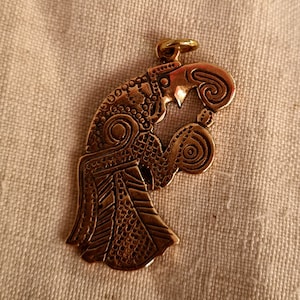 Odin&#39;s raven bronze pendant Viking Amulet