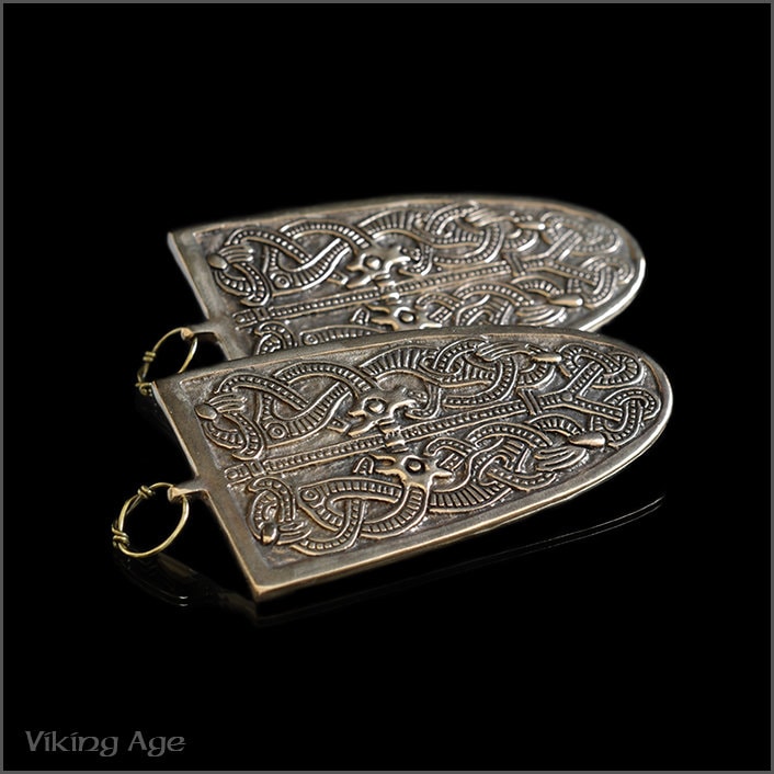 Bronze Viking woman brooches