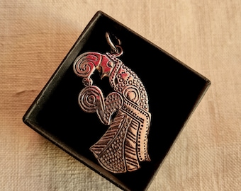 Odin's raven silver pendant , Viking Amulet