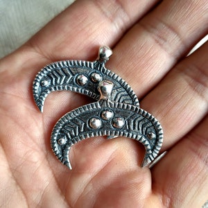 Silver lunula pendant from Giecz , Poland X c.  slavic moon amulet