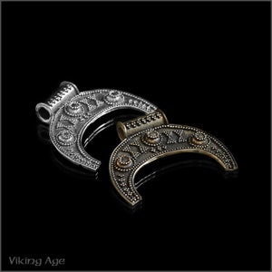 Bronze Lunula pendant , Slavic Moon Amulet