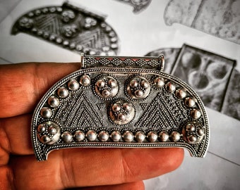 Silver lunula pendant , Slavic Moon Amulet