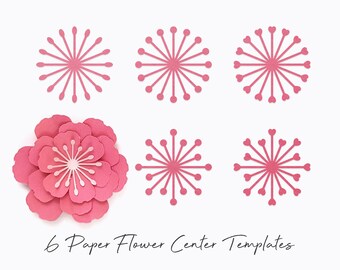 set of 6 svg paper flower templates cut files cutting etsy paper flower cut out template