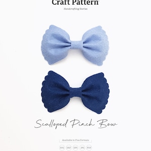 スカラップ ピンチ ボウ テンプレート SVG、ボウ SVG、ボウ テンプレート、ヘア ボウ テンプレート、シルエット カット ファイル、Cricut カット ファイル / FT00317