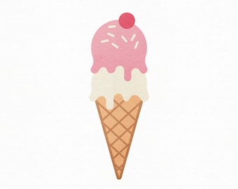 Ice Cream SVG Craft Pattern, Ice Cream Cone SVG, Summer SVG, Ice Cream Clipart, Silhouette Cut Files, Cricut Cut Files / FT00212