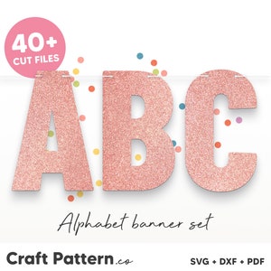 Alfabeto Banners SVG, Bunting SVG, Banners personalizados DIY, Decoraciones de fiesta, Boda svg, Archivos de corte de silueta, Archivos de corte Cricut / FT00415